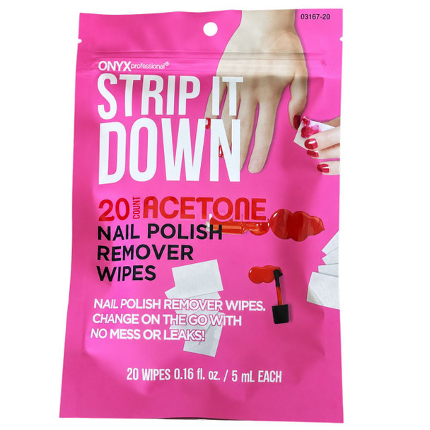 Onyx Professional Strip It Down Nail Polish Remover Wipes, 20 ct 