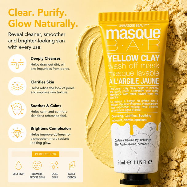 Masque Bar Yellow Clay Wash Off Mask 1 fl oz
