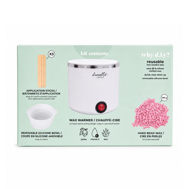 Danielle D.I.Y. Wax Warmer Hair Removal Kit with Jojoba, Vitamin E & Aloe