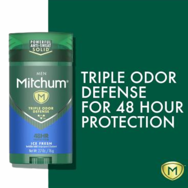 Mitchum Men Triple Odor Defense Invisible Solid Antiperspirant & Deodorant, Ice Fresh 2.7 oz