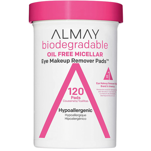 Almay Biodegradable Oil Free Micellar Eye Makeup Remover Pads, 120 ct