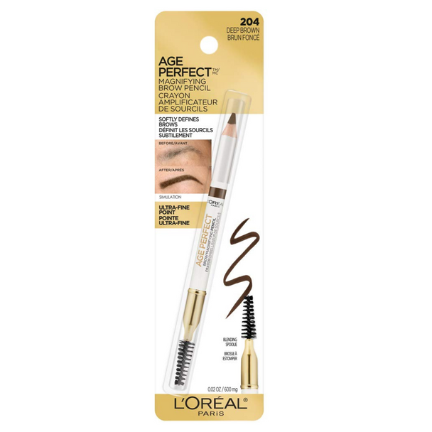 Loreal Age Perfect Magnifying Brow Pencil - 204 Deep Brown Carded