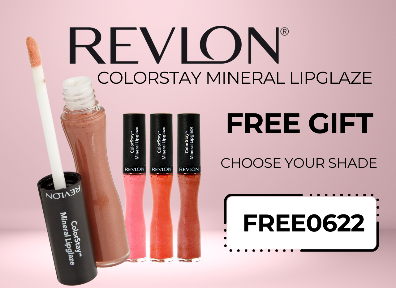 Revlon Colorstay Mineral Lipglaze available as free gift in four shades! Use code free0622 at checkout to claim. 