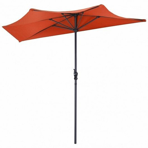9Ft Patio Bistro Half Round Umbrella -Orange - Color: Orange - Size: 9 ft