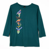 Sabaku Beautiful Bird Totem 3/4 Sleeve Top (363DTE3/4) DEEP TEAL