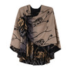 Rapti 100% Cashmere Floral Pattern Reverse Loop Shawl #50 (BLK/TAN)