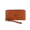 Texas Longhorn Fossil Zip Around Logan Leather Logo Embossed Wallet/Wristlet (PR7831200) COGNAC