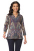 Parsley & Sage Zoe India Paisley Collared Top (23W204C27) GRY/NVY/MAROON