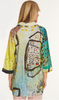 Ali Miles Abstract Print Woven Button Front Tunic (A14503BM) Yellow + Teal