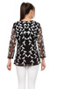 Parsley & Sage Laura Embroidered Sheer Sleeve Top (24S460CP) BLK/WHT EMBROIDERY