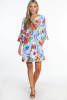 Multiples Flounce Sleeve 2 Pocket Floral Dress (M24301D) WHT/PRIMARY
