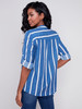 Charlie B Stripe Roll Sleeve Shirt (C4188D/884B) BLU