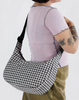 Baggu Medium Nylon Crescent Bag - Black & White Gingham