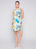 Charlie B Resort Print Sleeveless Linen Dress (C3154R/032B-P576) WHT/BLU/YEL