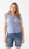 FDJ French Dressing Stripe Flutter Sleeve Shirt (7236977) INDIGO