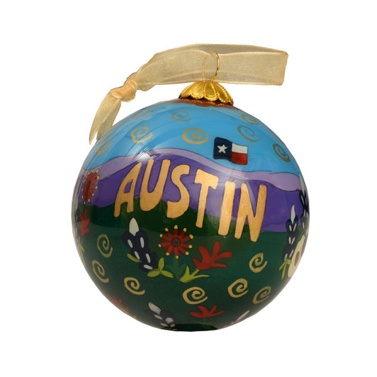 Kitty Keller Hand Painted Austin Guitar Ornament (12960-G)