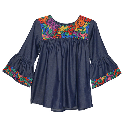 Parsley & Sage Amber Lynn Multi-Embroidered Flare Sleeve Top (2 Colors)(22T59C)