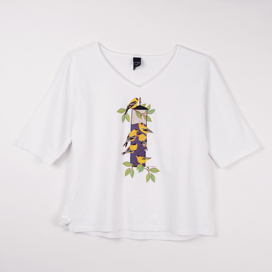 Sabaku Charm of the Finches V-Neck T (408WHTVNK) WHT