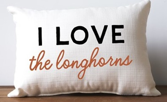 Texas Longhorn I Love My Mascot Pillow (UT0012)