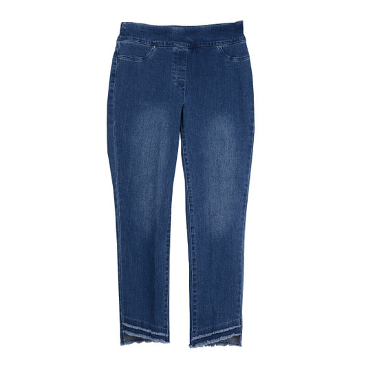 Thin Her Double Fray Hem Pull-On Denim Ankle Pants (2 Colors) N32202PM)