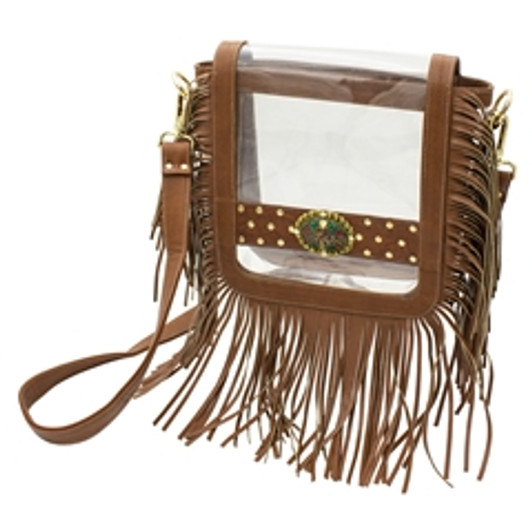 Capri Clear Saddle Fringe Crossbody (CD-CRB-SADF) BRN