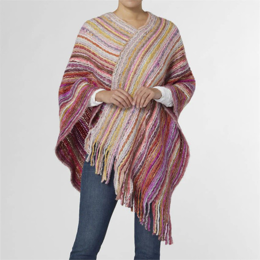 Coco Chunky Ombre Stripe Poncho (2239010) BRT PINK