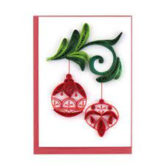 Red Ornament Quilling Enclosure Card