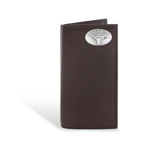 Texas Longhorn Brown Pebble Leather Roper Wallet (UTX-IWT4-PBBL-BRN)