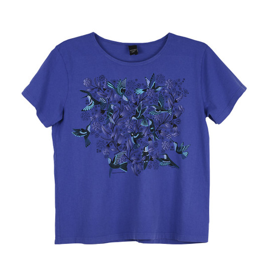 Sabaku Bouquet of Hummingbirds Short Sleeve Boutique Tee (328SAP3SSBT) SAPPHIRE