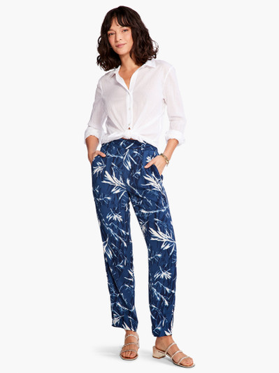 Nic & Zoe Vintage Botanical Print Pant (S231832) BLU/WHT