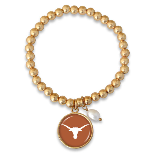 Texas Longhorn Diana Pearl Drop Bracelet (TEX43407) GLD