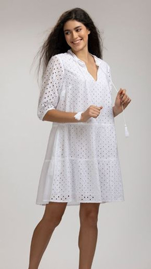 Be Boho White Eyelet Tassel Tie Tiered Dress (SDR268)