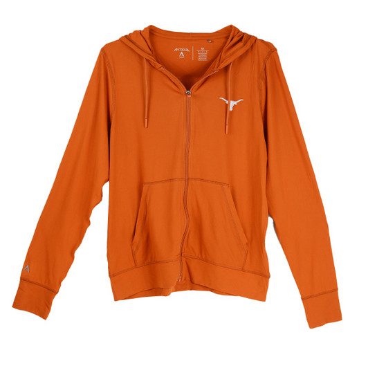 Texas Longhorn Antigua Ladies Moving Full Zip Hoodie (104937-059) BO