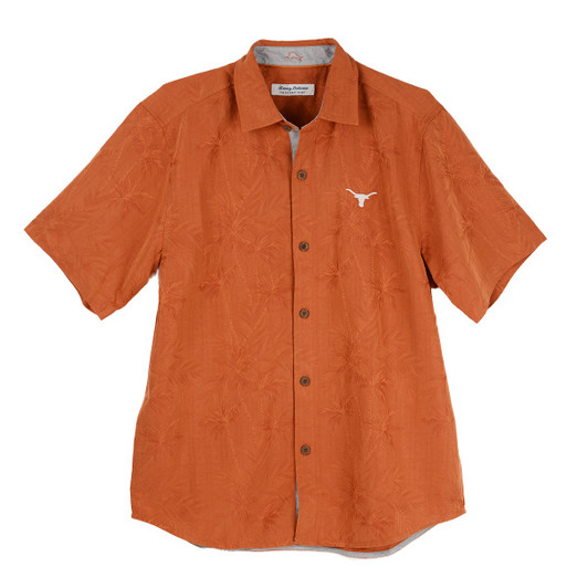 Texas Longhorn Tommy Bahama Coconut Point Palm Vista Camp Shirt (ST326617BR-972) DELFUEGO