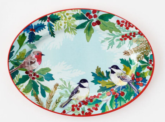 Holiday Birds Melamine Oval 17" Platter (ME0519)