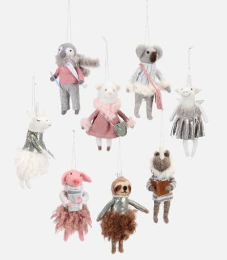 180 Ballerina Animal Wool 5" Ornaments (Multiple Styles)