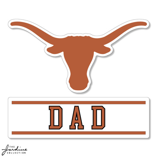 Texas Longhorn Logo Over DAD 3.5 Vinyl Sticker (VD3.5-10)
