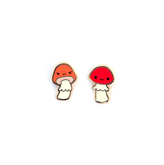 Mushroom Friend Enamel Earrings (LUX E35)