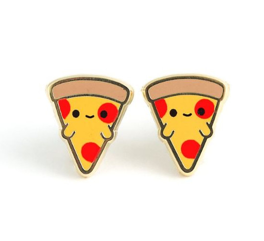 Pizza Face Enamel Earrings (LUX E60)