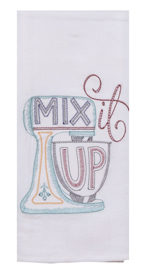Mix It Up Embroidered Flour Sack Towel (R6913) WHT