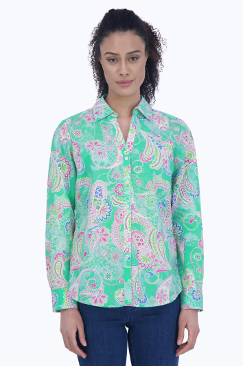 Foxcroft Mary Green Paisley Shirt (201978) 