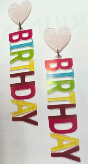 Laura Janelle HAPPY BIRTHDAY Rainbow Acrylic Drop Earrings (2343101)