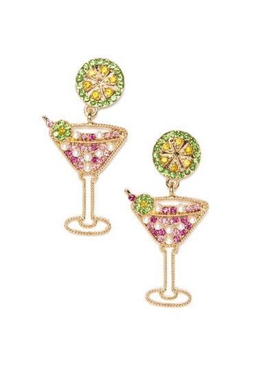 Laura Janelle Pink & Green Martini Drop Earrings (2341801)