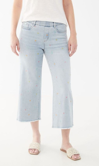 FDJ French Dressing Embroidered Pull-On Wide Crop Jeans (2538669) SKY BLU