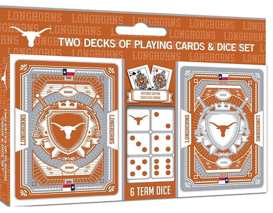 Texas Longhorn 2 Deck Playing Cards & 6 Dice Set (UTX3230)