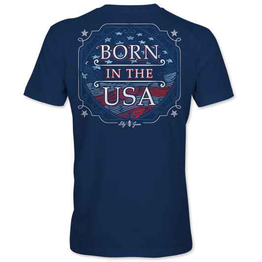 Lilly Grace Born In The USA Pocket Tee (NAVY)