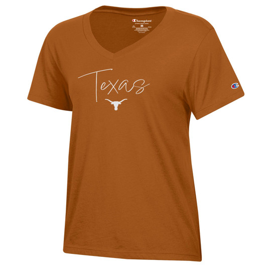 Texas Longhorn Script Texas Over Logo V-Neck Tee (C60404755-921) BO