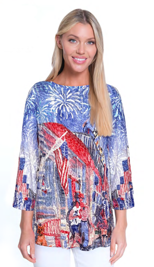 Ali Miles July 4th Burnout Crinkle Knit Tunic (A24634TM) 