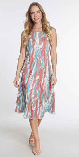 Multiples Abstract Print Scoop Neck Tank Dress (M34105D)