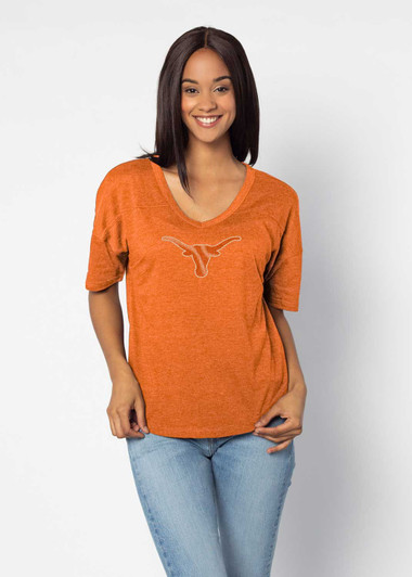 Texas Longhorn Logo Burnt Orange + Silver Rhinestone Tee 